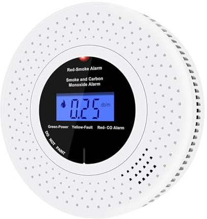 iMeistek Wireless Interlinked Combination Smoke and Carbon Monoxide Alarm,Smoke Alarms and Carbon Monoxide detectors with Real Time Display LCD,10 Years Life, Battery Powered,1PCS