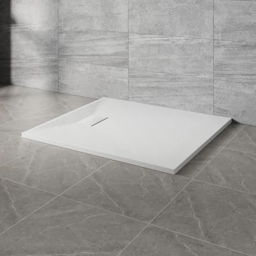 NRG 1000x900mm SMC Rectangle Shower Tray White with Fast Flow Waste for Bathroom Enclosures