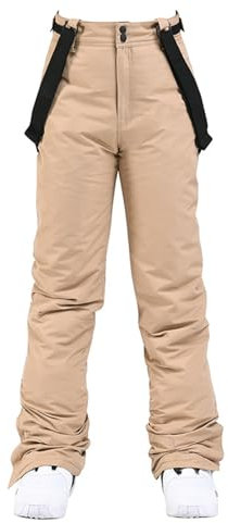 Snowboardhose Herren Gefüttert Mit Träger Schneehose Winter Wasserdicht Snowboardhose Latzhose Unisex Winterhose Warm Outdoorhose Mit Hosenträger Ski Hosen Für Männer Khaki 3XL