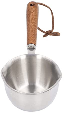 Chauffe-Beurre Acier, Manche en Bois, 3 Couches, Multi-usages, pour Huile, Lait, Cuisine, 120 ML, Accessoires Professionnels pour Utilisation (200ML)