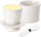 Mantequillera Francesa, Mantequera de Cerámica con Tapa, Recipiente para Mantequilla de Porcelana, Contenedor de Mantequilla para Fresca y Suave