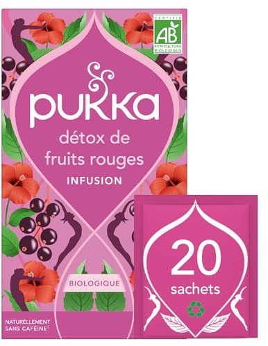 Pukka Infusion Détox Fruits Rouges Bio Ayurvédique, 20 Sachets | Infusion fruits rouges, ingrédients biologiques certifiés, commerce équitable, sans caféine, 20 Sachets