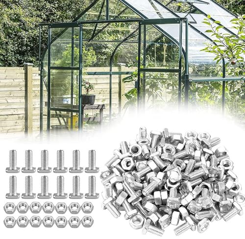 Telituny 20 Stück M6 x 22mm Muttern Schrauben, Aluminium Gewächshaus Schrauben mit Mutter, Stockschrauben möbelschrauben, Hochleistungsrost Hardware Kit für Gewächshaus-Montage und -Reparatur