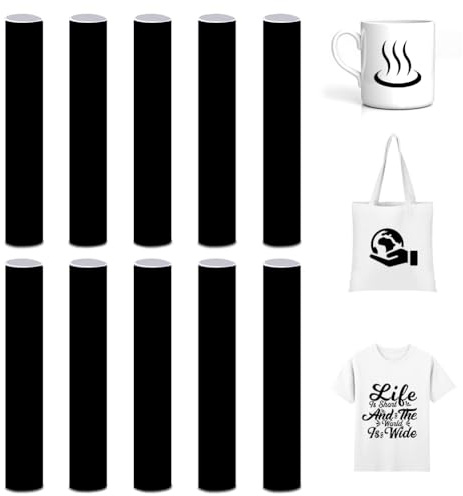 Schwarz Infusible Transfer Ink Sheets 10 Stück Infusible Ink Folie 30.5x30.5cm Infarbiges Transferpapier Unlöslich Sublimationstintenblatt für Wärmepressmaschine für DIY T-Shirt Tasse Untersetzer