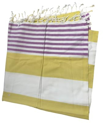 MondoHaus Anyway, asciugamano per hammam, 100% cotone biologico, 95 x 180 cm, assorbente, ad asciugatura rapida, leggero e compatto, ideale come telo da spiaggia, sauna, asciugamano da viaggio (giallo