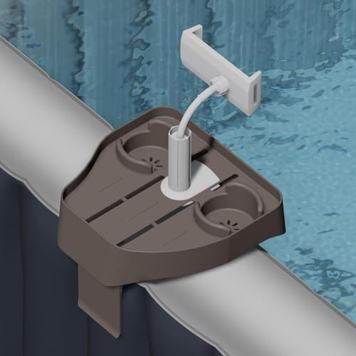 Whirlpool-Getränkehalter und Handyhalter, 3-in-1 verstellbares Whirlpool-Tablett für den Außenbereich, aufblasbares Pool-/Spa-Getränketablett, aufblasbares Spa-Zubehör, 26,9 x 26,9 cm