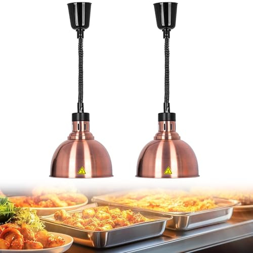 YAOAOO Lampe Chauffante Cuisine Pro Infrarouge Hauteur réglable 60-180 cm | Maintien Alimentaire Efficace pour Restaurant & Buffet, Revêtement Acier Inoxydable Anti-Corrosion, Ampoule 250W Incluse