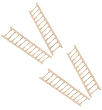VICASKY 4 Pièces Échelle Bois Mini Balustrade pour Maison de Poupée Accessoire Portable pour Jeux et Décoration de Modèles DIY Garçon Fille