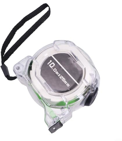 Cinta métrica fluorescente impermeable con hoja luminosa de acero inoxidable, marcas de escala de doble cara, mecanismo de bloqueo seguro y cuerda de nailon reforzada para un uso duradero (7,5 m x 25