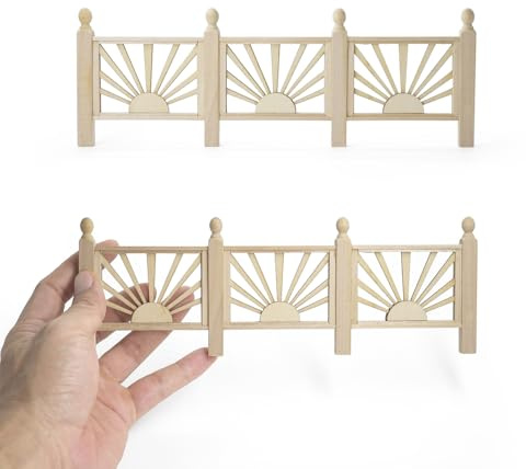 Odoria Maison de Poupée Garde-Corps: Échelle 1/12 Miniature Clôture Jardin Rustique Diorama - Mini Balustrade Composante Bâtiment Bois Non Peint - Micro Plante Pot de Fleur Ornements DIY