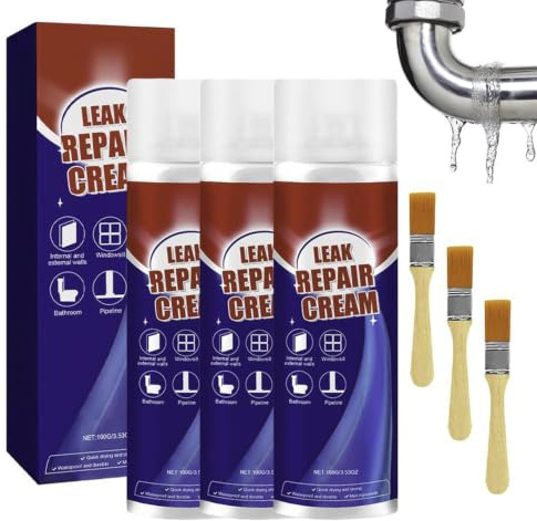 3 PCS Leak Repair Waterproof Sealant, Leak Repair Cream, Fast Drying Transparent Sealant Liquid, Waterproof Coating Cream With Brush, For Gutter, Repairs Roof, Drainpipe