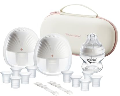 Tommee Tippee Double Wearable Electric Breast Pump Hands-Free | 24mm Flange with Multiple Insert Sizes Included, 9 Suction Levels, USB Rechargeable and Portable, Quiet Operation