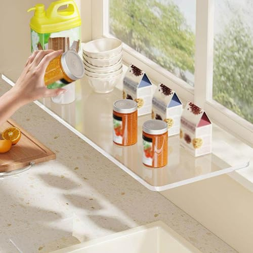 Estante de extensión de alféizar de ventana, extensor acrílico ligero, soporte universal para plantas sin taladro, fácil de instalar