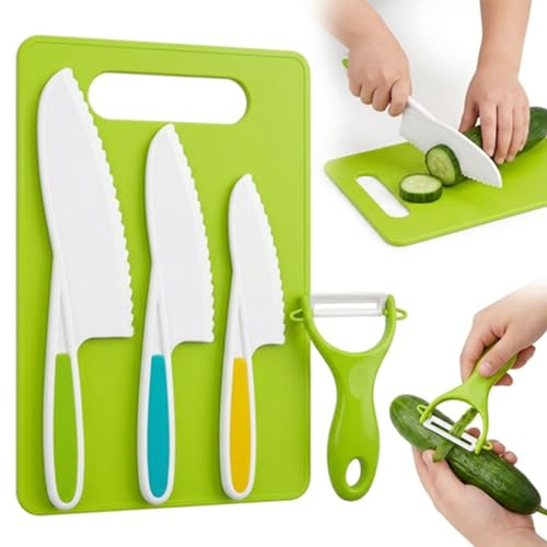 Pluc Safe Chopping Knife Set for Cooking, 5PCS Multi Piece Kitchen Knife Set for Culinary Activities, Chopping and Cutting Tools for Cooking, Mud Kitchen Accessories and Creative Food Prep