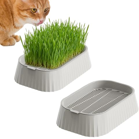 Reflimand 2PCS Cat Grass Planter, Cat Catnip Plant Box, Hydroponic Cats Grass Box, Hydroponic CatGrass Seed Sprouting Trays, Soil-free Seed Germination Tray, CatGrass Container for Indoor Home Garden