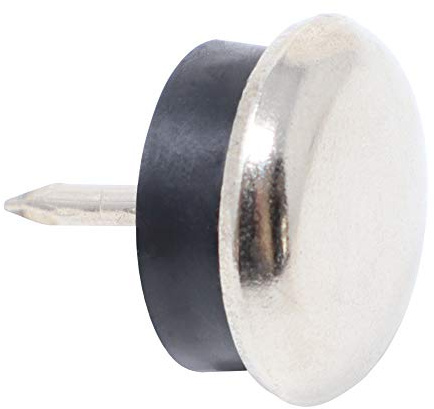 Adsamm® / 32 x Patins glisseurs en métal avec Amortisseur et Clou/argentés/Ø 20 mm/Rond/Pieds glisseurs en métal et Gomme à Clou pour Meubles