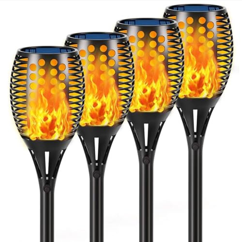 wearpro Solar Torch Lights Upgraded-42.9 inch Flickering Flames Solar Lights Outdoor Waterproof Landscape Decoration Lighting Dusk to Dawn Auto On/Off Garden Lights for Patio Pool Pathway 4 Pack