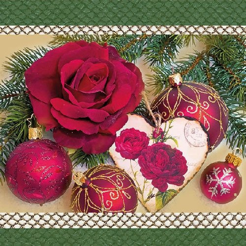 Ambiente Papierservietten - Servietten Lunch / Party / ca. 33x33cm Romantic Rose Green - Weihnachten - Ideal Als Geschenk Und Tisch-Deko