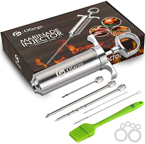 Ofargo Inyector de Condimento con 3 agujas de adobo, Se Utiliza para el Condimento de Carnes Como Carne de res, Pollo, Pavo etc; Jeringuilla Cocina Capacidad 60 ml/2 oz