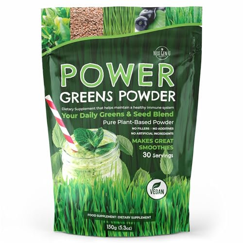Super Greens Powder - 150g - Immune Support - Food Supplement - Superfood Greens - Smoothie Mix for Shakes - Detox & Healthy Boost for Juice Beverages or Any Drink - by NextGenU