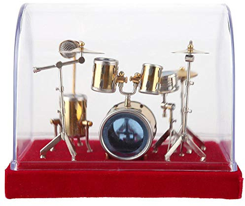 Miniatur Musikinstrument Drum Set Modelldisplay Mini Ornamente Basteln Home Decor Antik Vintage Holz Musik Box Musical Kupfer Modell für Puppenhaus Action Figuren Dekoration Zubehör #01