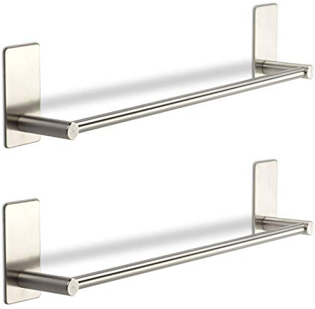 SOTECH 2 x Hakenleiste TALIDA 435 mm/Stangen-Ø 12 mm Edelstahl | selbstklebend mit 3M Klebepad inkl. 3 S-Haken für Küche und Bad Handtuchhalter