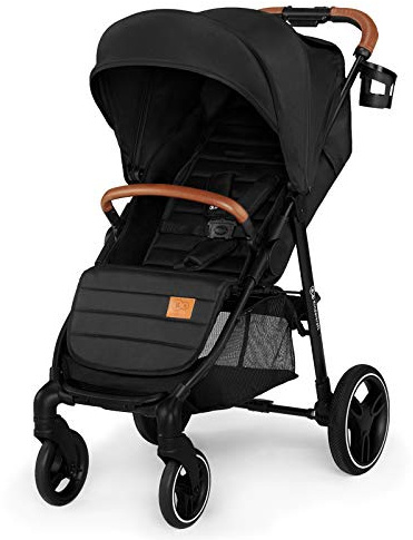 kk Kinderkraft Kinderkraft Kinderwagen GRANDE 2020, Kinderbuggy, Liegebuggy, Sportwagen, Großer und Bequemer Buggy, Zusammenklappen mit Schlaffunktion, Große Bude mit Allradaufhängung, Geräumiger Sitz, Schwarz