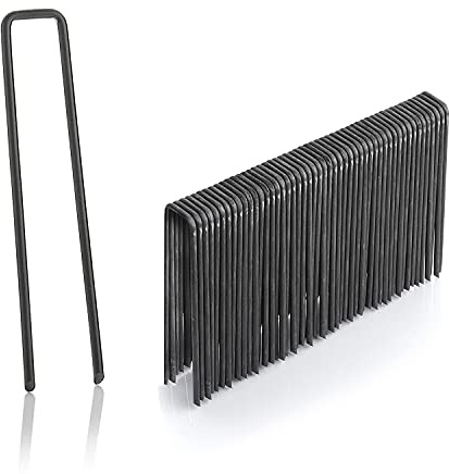 GardenMate 50 Erdanker 100mm lang, 13mm breit, Ø 2,9 mm, Befestigungsanker Bodenanker für den Garten aus unverzinktem Stahl, Erdnägel Heringe zur Befestigung von Unkrautvlies, Kunstrasen