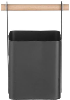 HENDI Besteckbehälter, mit Buchenholz Griff, 140x105x(H) 190mm, schwarz | Menage, Besteckhalter, Bestecktrager, Tisch Caddy, Küchen-Organizer, Küchenutensilienhalter, Kohlenstoffstahl