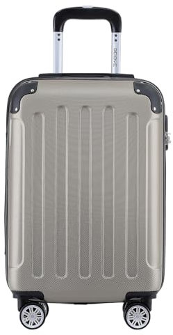 BEIBYE- Hartschalenkoffer Koffer Trolley Rollkoffer Reisekoffer Zahlenschloß 4 Zwilings-Rollen (Champagner, Small-55cm)