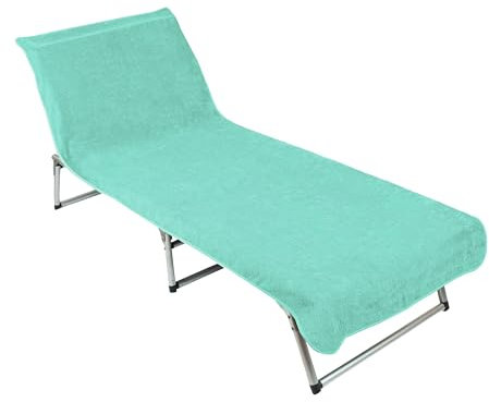 ZOLLNER Schonbezug - weiches und saugstarkes Strandtuch in 80x215 cm - waschbar bis 60°C - Baumwolle in türkis - Fester Halt durch eingenähte Kapuze - Oeko Tex® Zertifiziert
