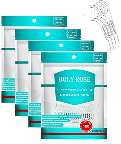 Dental Floss Picks 400 pcs,Holy Rose Refill Bagged Flossers, Ultra Fine Adult Floss Sticks, Odorless Floss Toothpicks for Cleaning Tooth