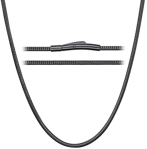 ChainsHouse Herren Damen Schlangenkette Edelstahl Halskette 1.5/2/2.5/3mm Schlangen Kette Silber/Gold/Schwarz dünne Kette Snack Chain Necklace Accessoire für Anhänger Halsschmuck, Länge 41-76cm