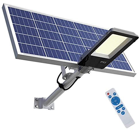 DREAMyun Farola Solar LED para Exterior, 300W-800W LED Lámpara de Seguridad Blanca Fría con Control Remoto, De anochecer a Amanecer, temporización, IP65 Impermeable
