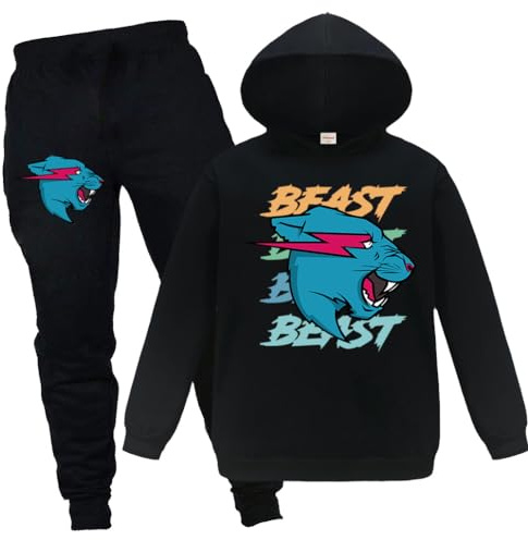 Forlcool Youtube Game Merch - Chándal deportivo para niños y niñas, trajes divertidos con capucha y pantalones, Negro, 9-10 Years