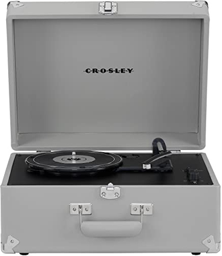 Crosley CR6253B-GY Anthology Vintage 3-Speed Bluetooth in/Out Suitcase Turntable, Gray