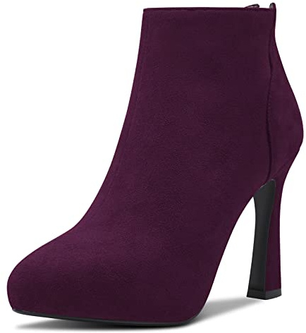 HDEUOLM Donna Spillo Alto High Piattaforma Tacco Heel Chiusa a Punta Stivaletti Slip-on Cerniera Classico 10 CM Heels Scarpe Viola Scamosciato A 45 EU