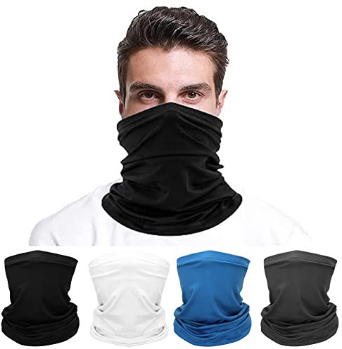 Ysimple 4 Stück Multifunktionstuch Schlauchschal Halstuch，Herren Sport Atmungsaktiv Winddicht Halsschlauch，Weich und Bequem Bandanas Loop Schal für Outdoor Skifahren Motorrad Laufen Radfahren