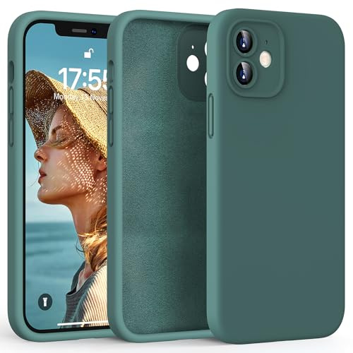 HATOSHI für iPhone 12 Hülle, Silikon Anti-Rutsch Kratzfestes Stoßfest Handyhülle für iPhone 12 Schutzhüll, Mitternachtsgrün