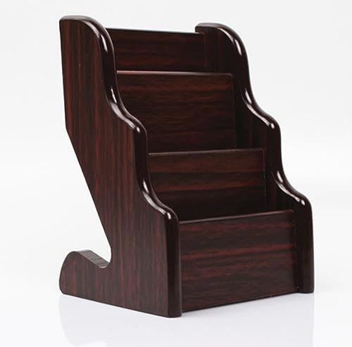 anso Visitenkartenetui aus Holz, für Büro, Zuhause, Schreibtisch, 3 Ebenen, Braun