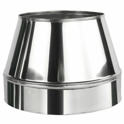 Edelstahl Mündungsabschluss Abströmhaube für Kaminrohr Ofenrohr Doppelwandiges Rohr Rauchrohr Schornstein Abgasrohr Doppelwandig Isoliert Wandstärke 0,6mm (150/220mm, Mündungsabschluss)