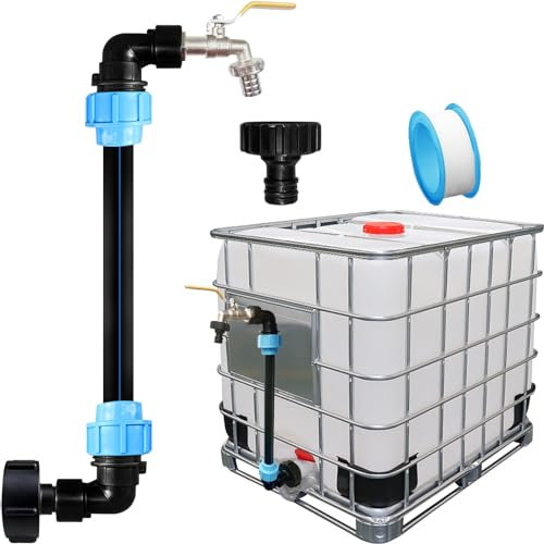 IBC Cuello de cisne 3/4 pulgadas, grifo de paso S60 x 6, adaptador IBC de 3/4 pulgadas para el llenado cómodo de la regadera, accesorios para tanque de agua de lluvia, barril de lluvia IBC
