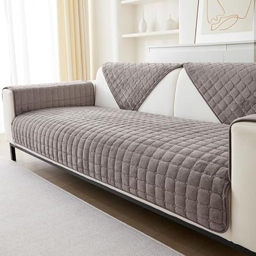 GKXLH Weiche Flanell rutschfest Sofa überzug 2 3 4 Sitzer (Braun, 70x150cm) | Couch überzug Waschbar, Sofa Cover für Sektionssofa, Hund Sofabezug, Sofa überzug L Form, Ledersofaschoner für das Wohnzimmer