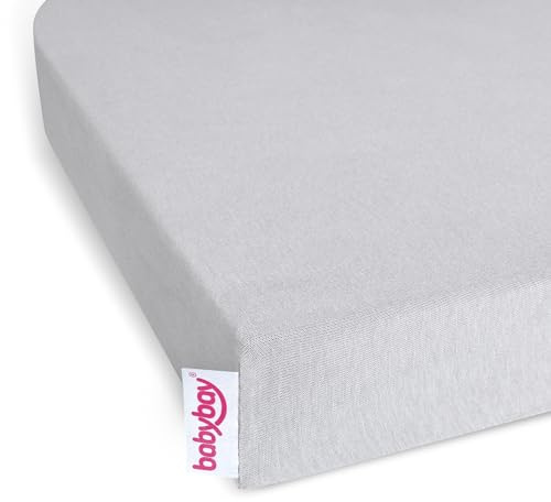 babybay Jersey Spannbetttuch Deluxe Doppelpack passend für Modell Boxspring XXL, zartgrau