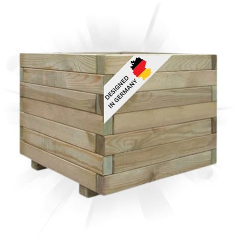 DELUKE Hochbeet aus Kiefernholz Mila | Grün, imprägniert | 50x50x40cm | Wetterfest | Gartenbeet Holz Kräuterbeet Blumenbeet Beet hoch Frühbeet für Garten Gemüsebeet