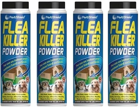 SDMAX Flea Killer Powder, Crawling Insect Killer, Fleas Protection Spray, Easy to Use, Ideal for Pet Beds, Carpets and Furnishings, Indoor Outdoor Use, 200g (4 Pcs)
