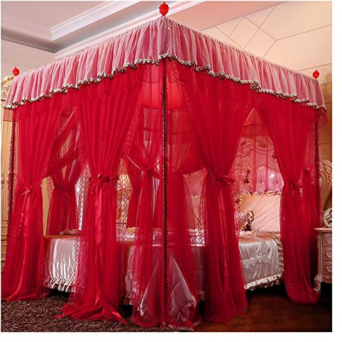 Himmelbett-Himmelbett, Princess-Luxus, erhöhte und vergrößerte Betthimmelvorhänge, doppelt verschlüsseltes großes Moskitonetz mit staubdichten Dachbettvorhängen (Größe: 200 x 220 x 210 cm, Farbe: