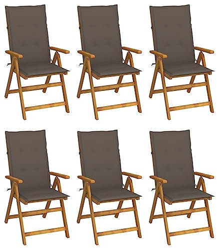qohoio Klappbare Gartenstühle 6 STK. mit Auflagen TerrassenstüHle CampingstüHle Set Klappbar StüHle FüR DraußEn BalkonstüHle Massivholz Akazie - 3064127