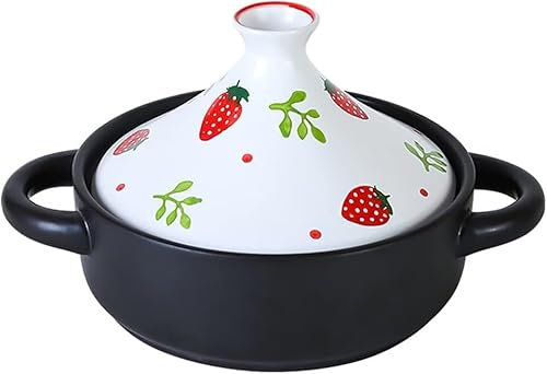 Olla de Arcilla para cocinar Olla de Terracota para estofado, cazuela de Arcilla con Tapa, cazuela de cerámica, Olla para Sopa, Olla para Leche, Olla para tagine, Olla para tagine de 1,5 l