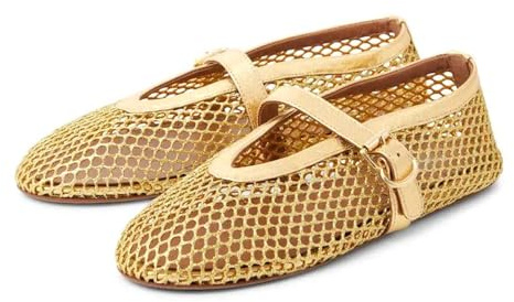 Adrizzlein Mesh Ballet Flats for Women Fishnet Ballerina Flats Buckle Strap Mesh Ballet Shoes Wide Width Casual Summer Dress Flat Shoes